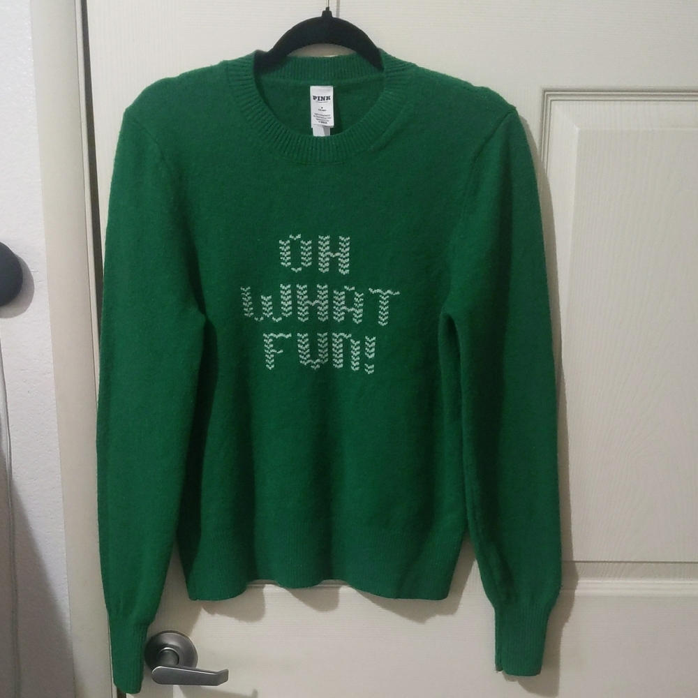 Victoria's Secret Pink Festive Green Holiday Sweater M